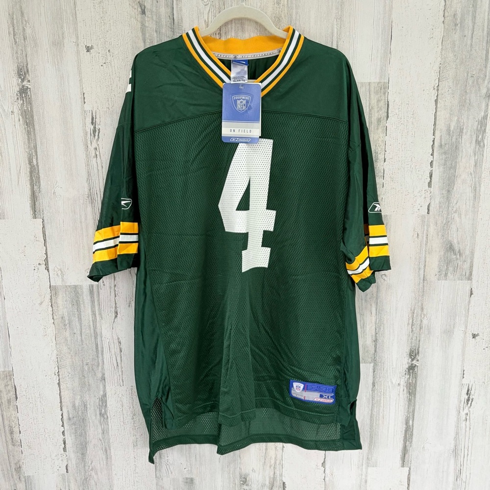 Reebok Men’s Size XL NFL Equipment Green Bay Packers Favre 4 Football Jersey NWT